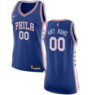 Women's Customized Philadelphia 76ers Swingman Blue Nike Icon Edition Jersey